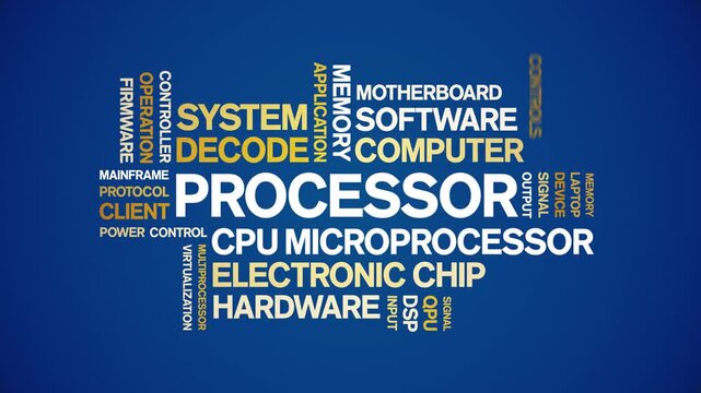 Processor animated word cloud-text design animation tag kinetic typography seamless loop.