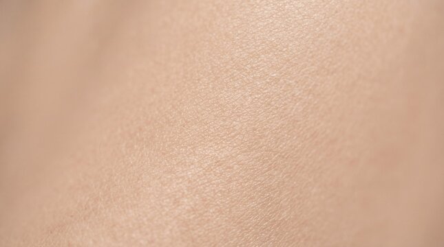 Detailed macro view of healthy human skin texture, close-up shot showing natural epidermis pattern with pores and fine lines, soft lighting on clean body skincare background.