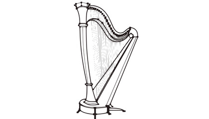 Obraz premium Classic Harp Illustration