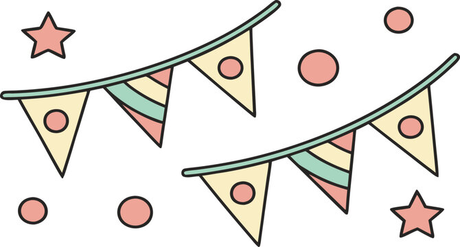 Minimalist of gold geometric confetti shapes with pink circles on white background