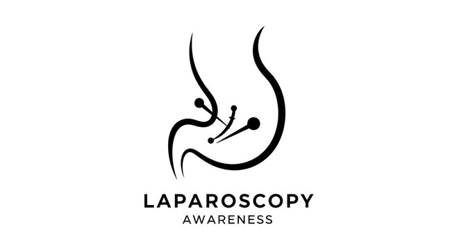 Elegant black silhouette of laparoscopic awareness symbol.