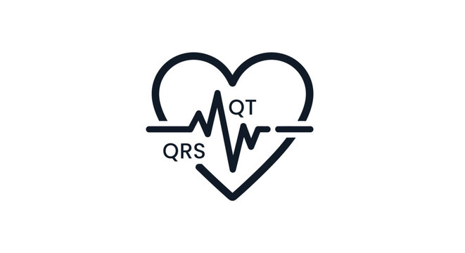 Heartbeat ECG Logo with QRS and QT Intervals Highlighted.