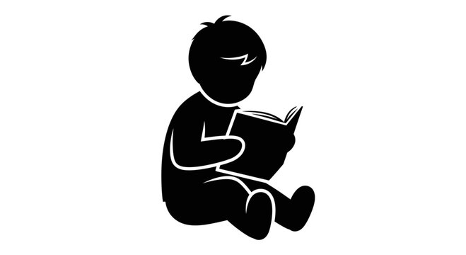 Child silhouette sits quietly while reading a book to represent the importance of early childhood education and the development of literacy skills.