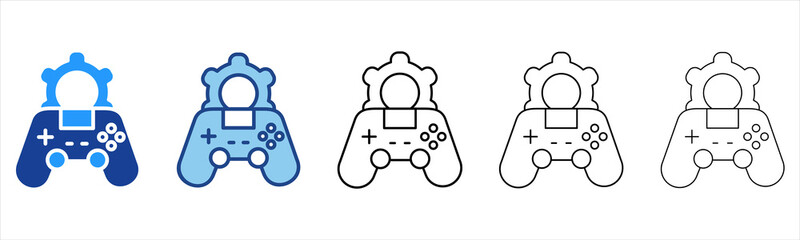 Gamepad  Icon In Different Color And Outline Style  © Sien