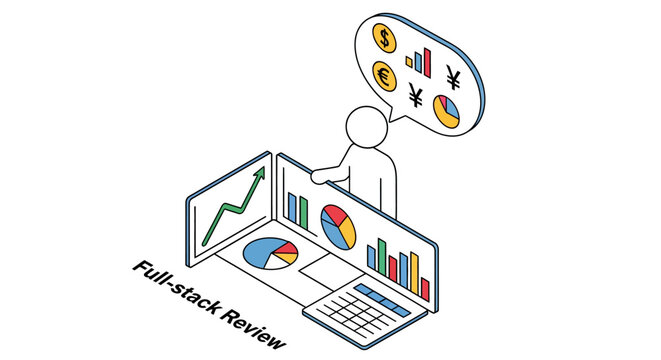 Illustration of full stack financial data analysis concept.
