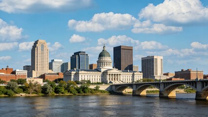 Obraz premium City Skyline with River and Bridge harrisburg skyline