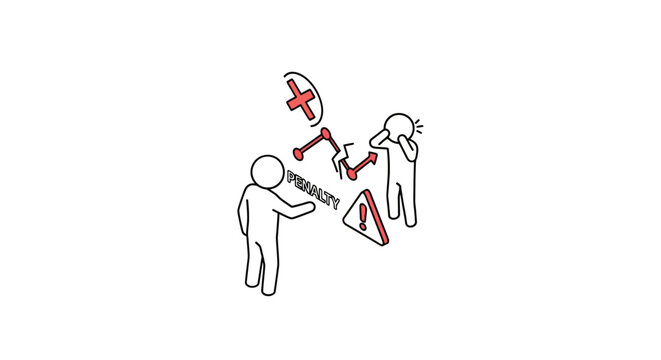 Illustration of people exchanging gifts with broken item surprise.