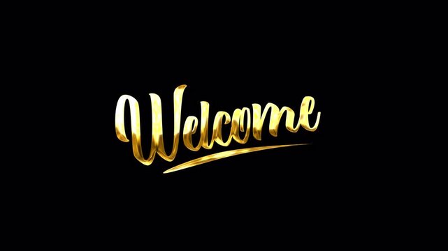 Luxury welcome text animation gold color on transparent background. welcome text suitable for overlay video project or opening video