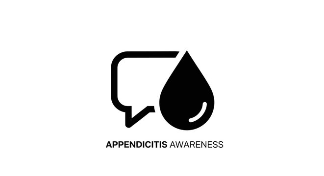 Black Icon Representing Appendicitis Awareness Campaign Symbol.