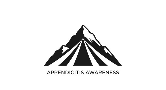 Black and White Mountain Logo for Appendicitis Awareness.
