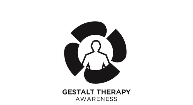 Abstract Gestalt Therapy Awareness Logo with Human Silhouette.