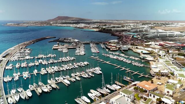 Aerial view of Marina Rubicon in Playa Blanca, Lanzarote, Canary Islands