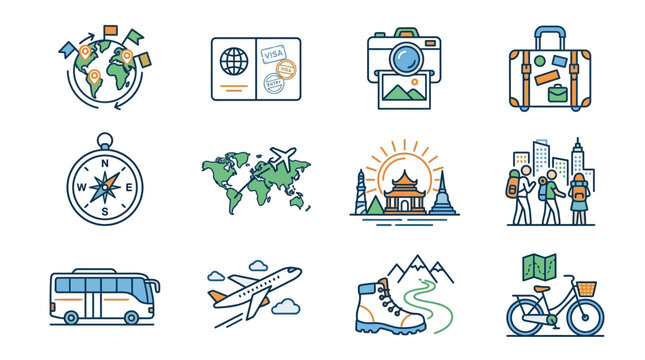 Travel icons and symbols collection.