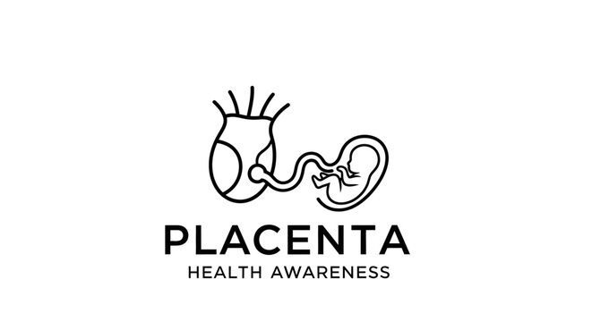Minimalist placenta and umbilical cord health awareness logo.