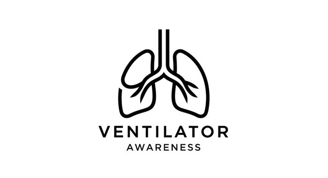 Minimalist lungs ventilator awareness medical illustration design.