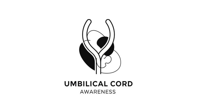 Illustrated umbilical cord awareness ribbon logo design.