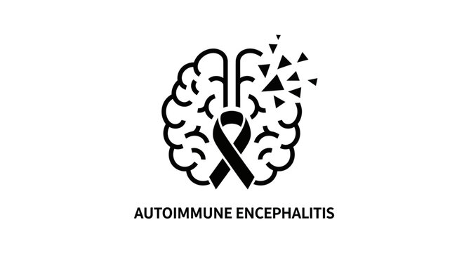 Illustration of autoimmune encephalitis brain awareness ribbon.