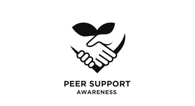 Handshake with Sprout Symbolizing Peer Support Awareness Logo.
