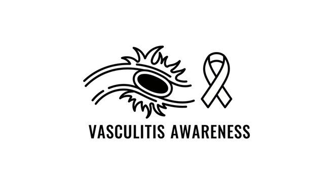 Vasculitis Awareness Ribbon and Eye Illustration Graphic.