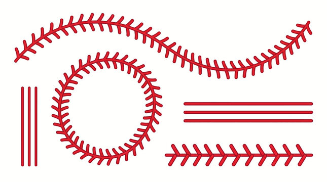 A creative arrangement of baseball stitching patterns on a white background
