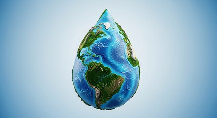 Fototapeta premium Earth shaped as a water drop representing global environmental protection