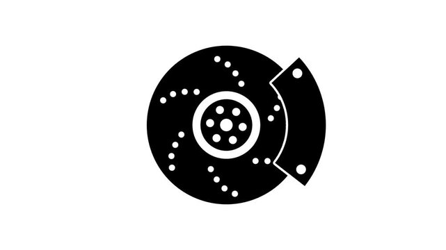 A detailed automotive brake disc and caliper assembly icon, showing the rotor and brake pad mechanism used in vehicle braking systems and maintenance