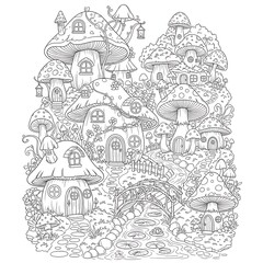 Obraz premium Intricate black and white architectural line drawing of a castle.