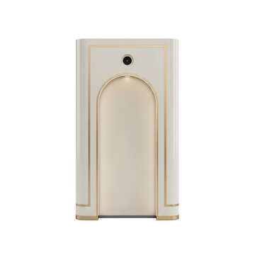 Elegant Cream Colored Decorative Cabinet with Gold Accents