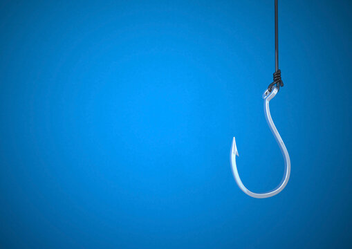 Illustration, fishhook,blue background