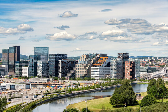 Norway, Oslo, Bjorvika district, Barcode Project, high-rise buildings