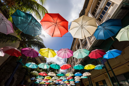 Mauritius, Port Louis, Caudan Waterfront, Umbrella Square