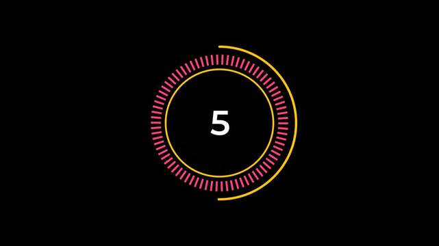 10 Second Countdown Timer Circular Segmented Ring Animation with Transparent Background