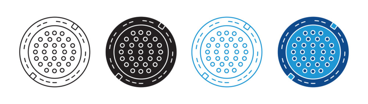 Manhole Icon Set Vector Flat and outline Design Urban Infrastructure Collection