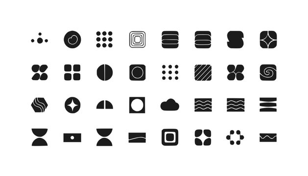 Modern Abstract Icons Set, Minimalist Geometric Symbols Collection
