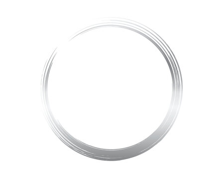 Circular silver brush frame isolated on transparent backdrop view