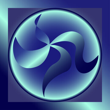 Blue glowing circular frame fluid swirl vector design