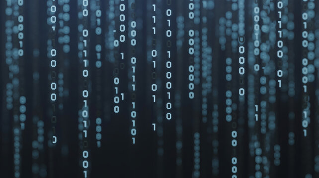 Falling Binary Code Pattern on a Dark Futuristic Background