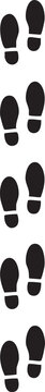 Black footprints walking in a straight line