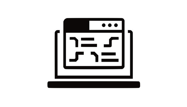 Abstract Code on Laptop Screen Icon, Programming and Development Concept