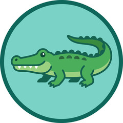 Fototapeta premium Cute Green Crocodile Cartoon Character Vector Icon