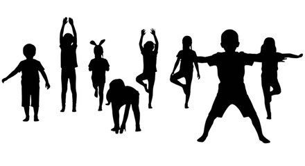 Obraz premium Black silhouettes of people doing yoga