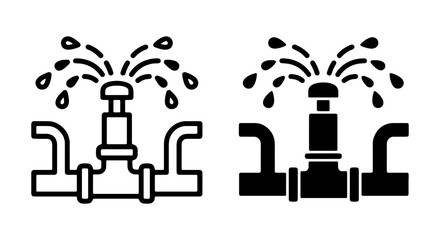Naklejka premium Garden Sprinkler Icon Set, Irrigation System Symbol, Water Spraying Device Vector