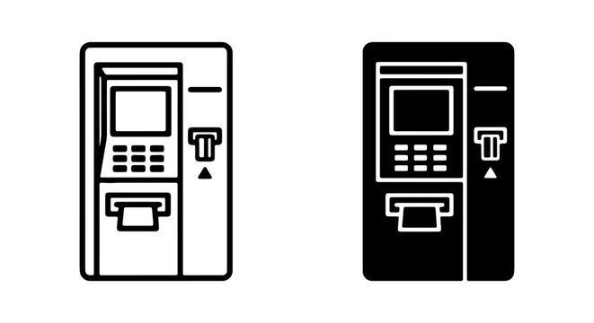 ATM machine icon, automated teller machine symbol, banking service vector illustration
