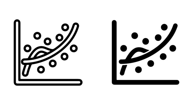 Scatter Plot Icons, Data Visualization Charts, Correlation Analysis Graphics, Trend Line Diagrams