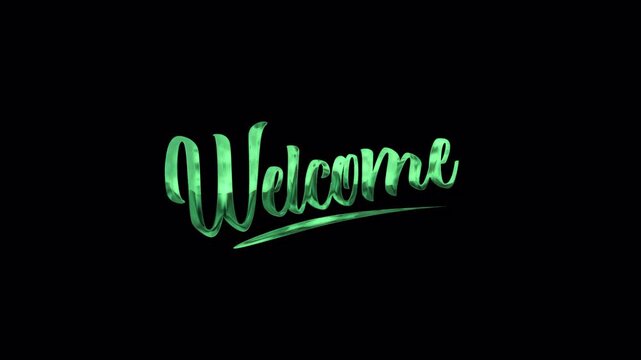 Green Luxury animated text welcome on transparent background. welcome handwriting animated Perfect for your video