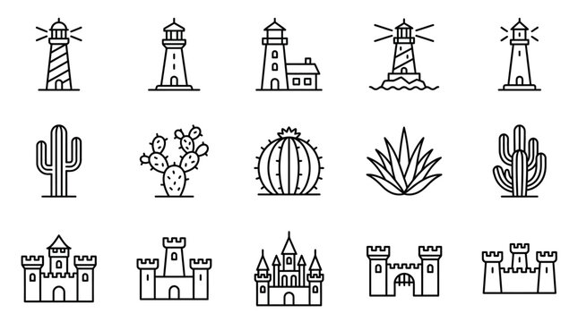 Black and white line art icons.