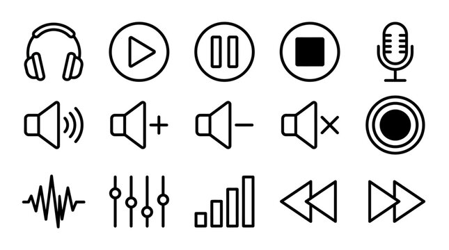 Black icons for audio and video.