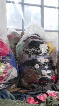 Used childrens clothes and shoes in bales for donation