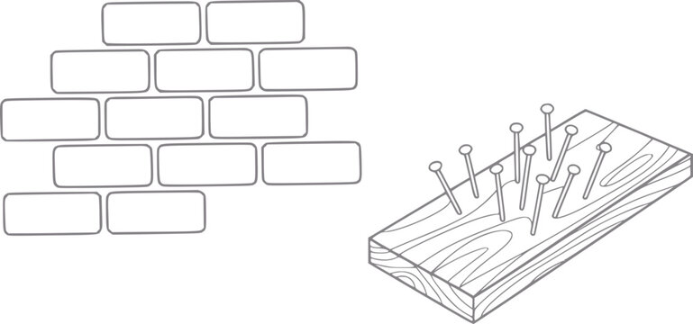 Of bricks and nails on wood