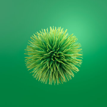 Hairy green ball, 3d rendering